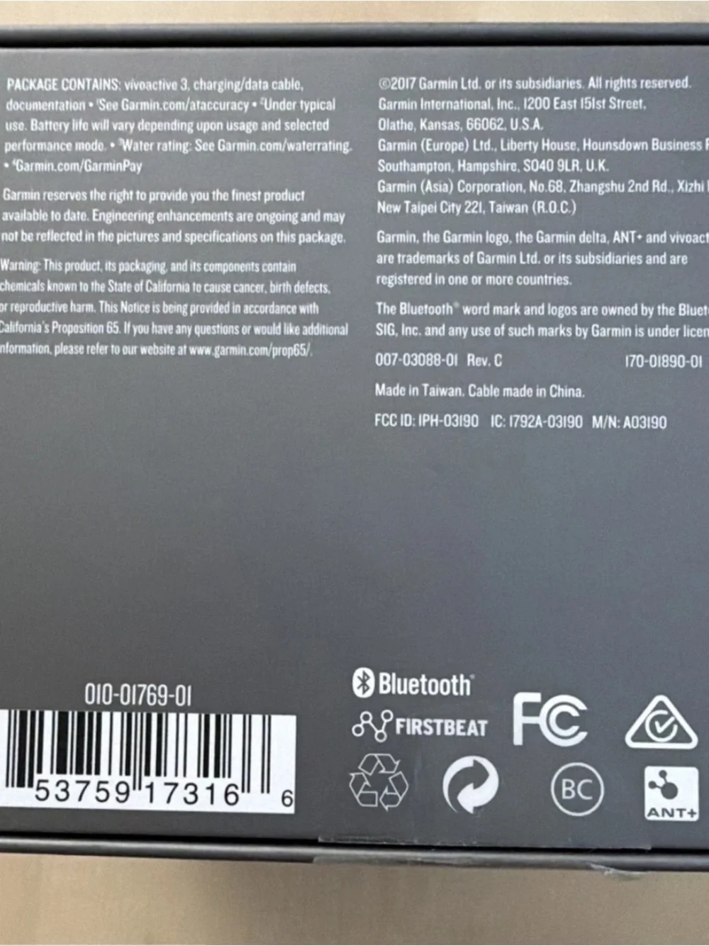 Garmin vivoactive 3 30.4mm Stainless Steel Smartwatch - Black (010-01769-01)